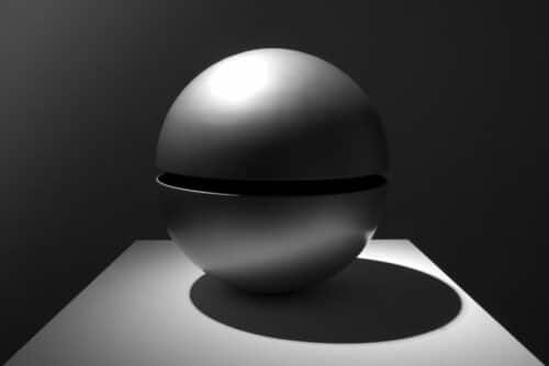 Michele Spanghero, 1979 | Voice of space • emisfere in ferro, tubo in ferro, smalto, altoparlante, cavo audio, impianto audio 30 x 32 x 30 cm, 60 min. loop • 2012